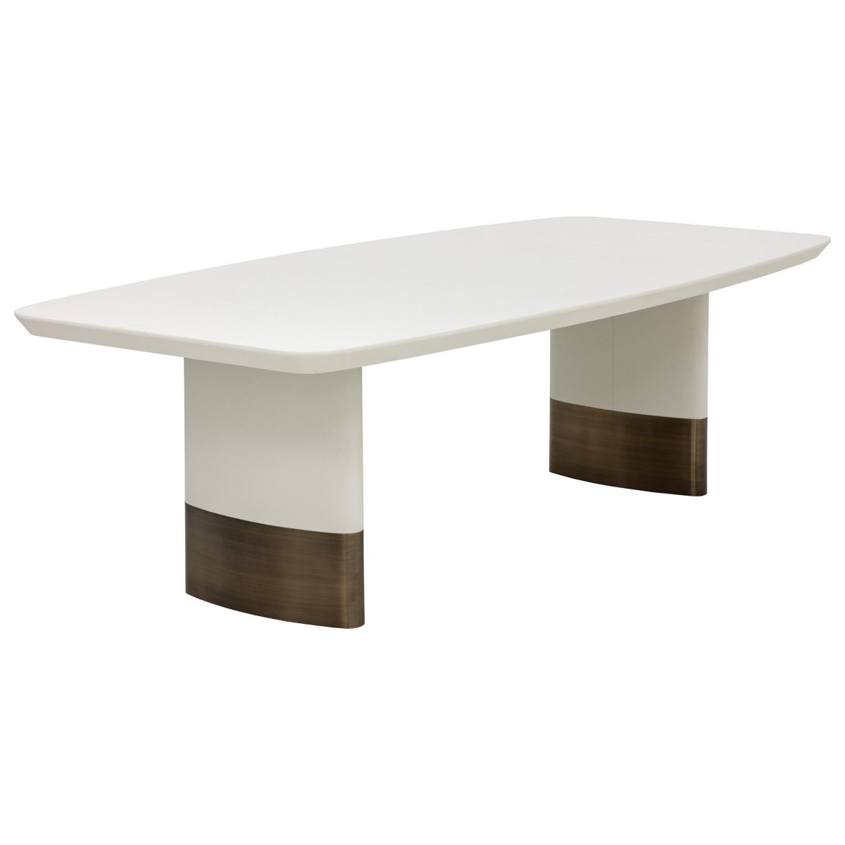 Sunpan Rectangle Contemporary Calida Dining Table - 98", White, Faux Leather, Seats 8 - 111381 - Sunpan - $3998.00