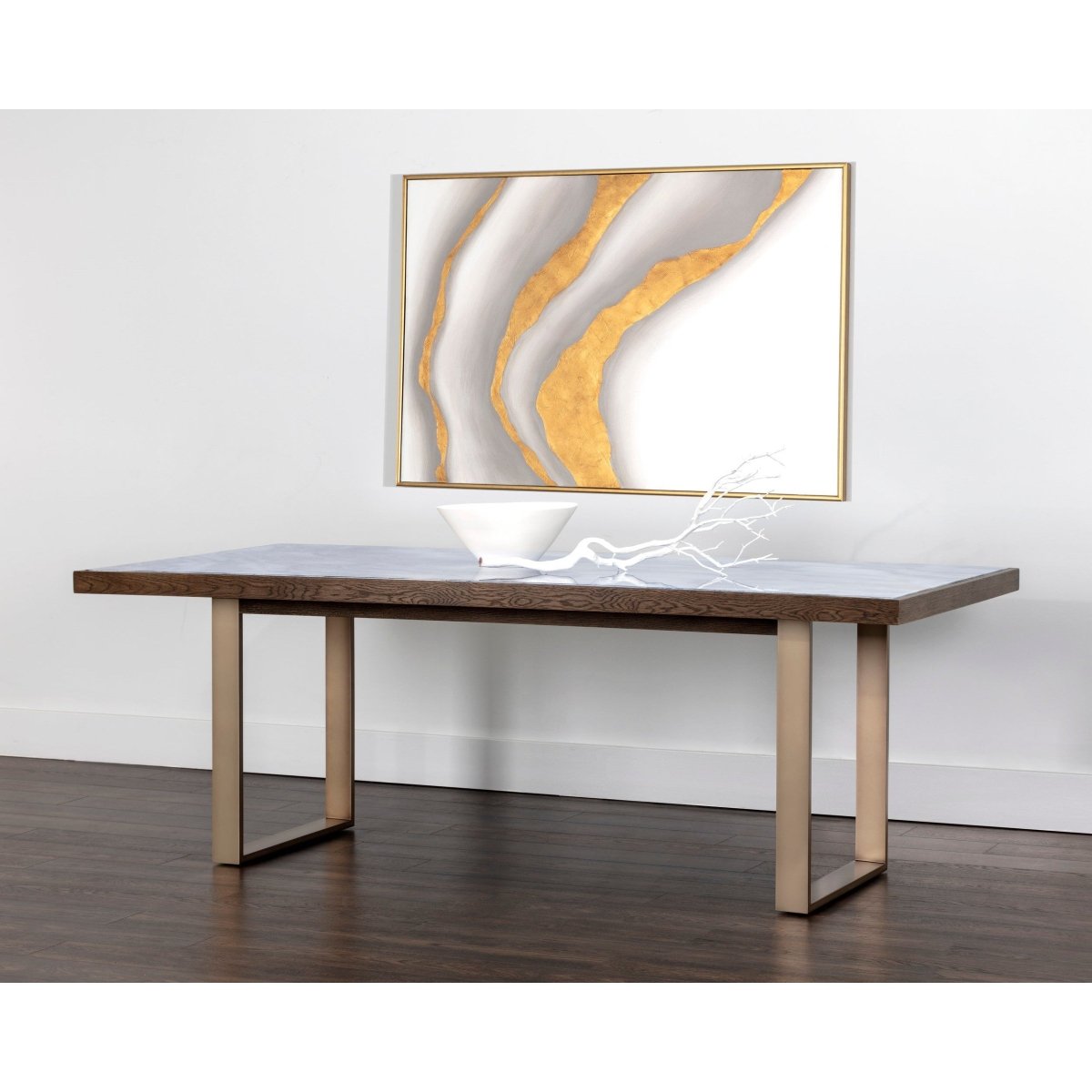 Sunpan Rectangle Contemporary Fuentes Dining Table - 86", Glass, Seats 6 - 106888 - Sunpan - $2998.00