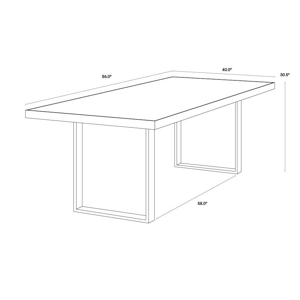 Sunpan Rectangle Contemporary Fuentes Dining Table - 86", Glass, Seats 6 - 106888 - Sunpan - $2998.00