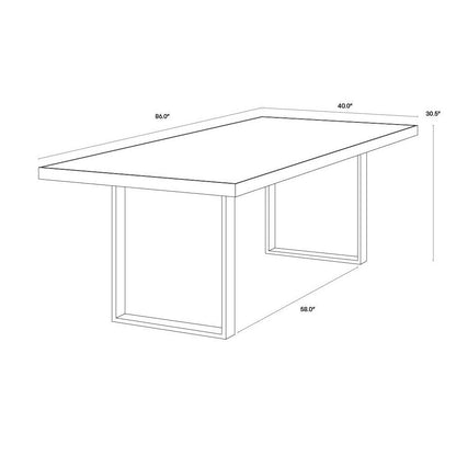 Sunpan Rectangle Contemporary Fuentes Dining Table - 86", Glass, Seats 6 - 106888 - Sunpan - $2998.00