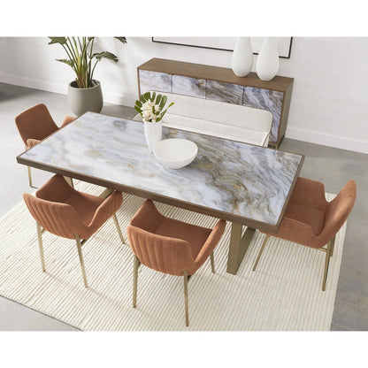 Sunpan Rectangle Contemporary Fuentes Dining Table - 86", Glass, Seats 6 - 106888 - Sunpan - $2998.00