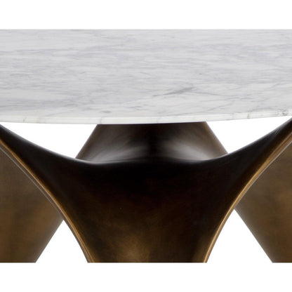 Sunpan Round Contemporary Bijon Dining Table - 59", Marble, White, Seats 6 - 110381 - Sunpan - $3998.00