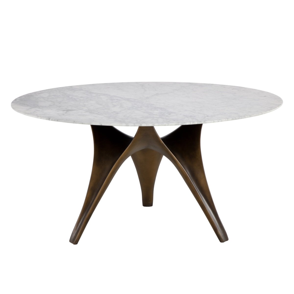 Sunpan Round Contemporary Bijon Dining Table - 59", Marble, White, Seats 6 - 110381 - Sunpan - $3998.00