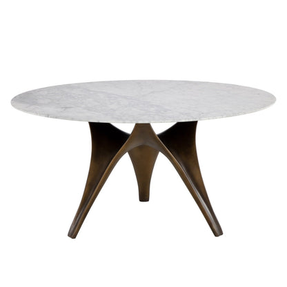 Sunpan Round Contemporary Bijon Dining Table - 59", Marble, White, Seats 6 - 110381 - Sunpan - $3998.00