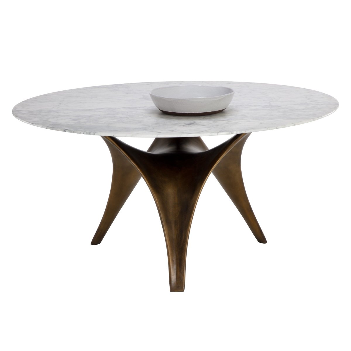 Sunpan Round Contemporary Bijon Dining Table - 59", Marble, White, Seats 6 - 110381 - Sunpan - $3998.00