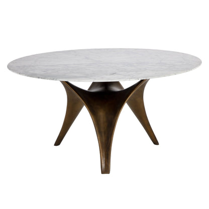 Sunpan Round Contemporary Bijon Dining Table - 59", Marble, White, Seats 6 - 110381 - Sunpan - $3998.00