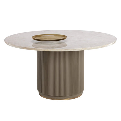 Sunpan Round Contemporary Cataldi Dining Table - 59", Marble, Cream, Seats 6 - 111118 - Sunpan - $4998.00
