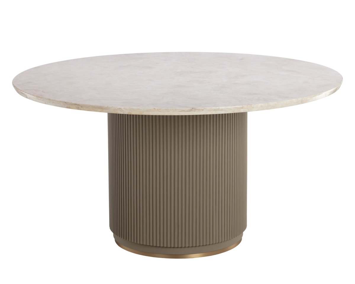 Sunpan Round Contemporary Cataldi Dining Table - 59", Marble, Cream, Seats 6 - 111118 - Sunpan - $4998.00