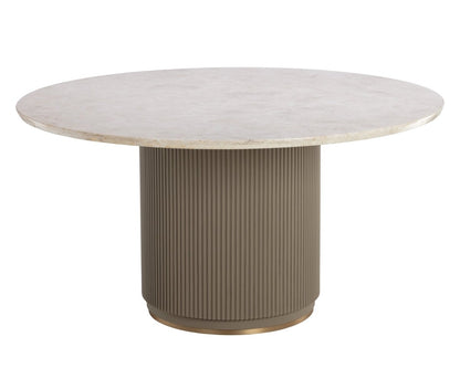 Sunpan Round Contemporary Cataldi Dining Table - 59", Marble, Cream, Seats 6 - 111118 - Sunpan - $4998.00