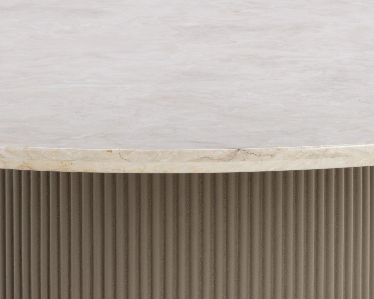 Sunpan Round Contemporary Cataldi Dining Table - 59", Marble, Cream, Seats 6 - 111118 - Sunpan - $4998.00