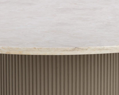 Sunpan Round Contemporary Cataldi Dining Table - 59", Marble, Cream, Seats 6 - 111118 - Sunpan - $4998.00