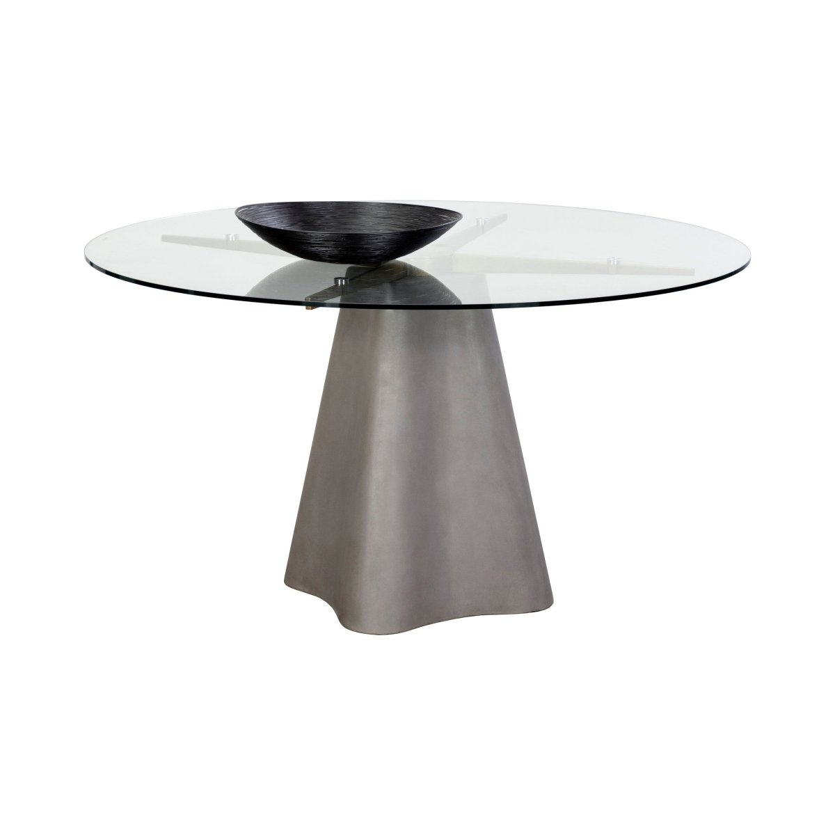 Sunpan Round Glass Modern Moda Dining Table - Grey - 55" - Seats 6 - 108031 - Sunpan - $1998.00