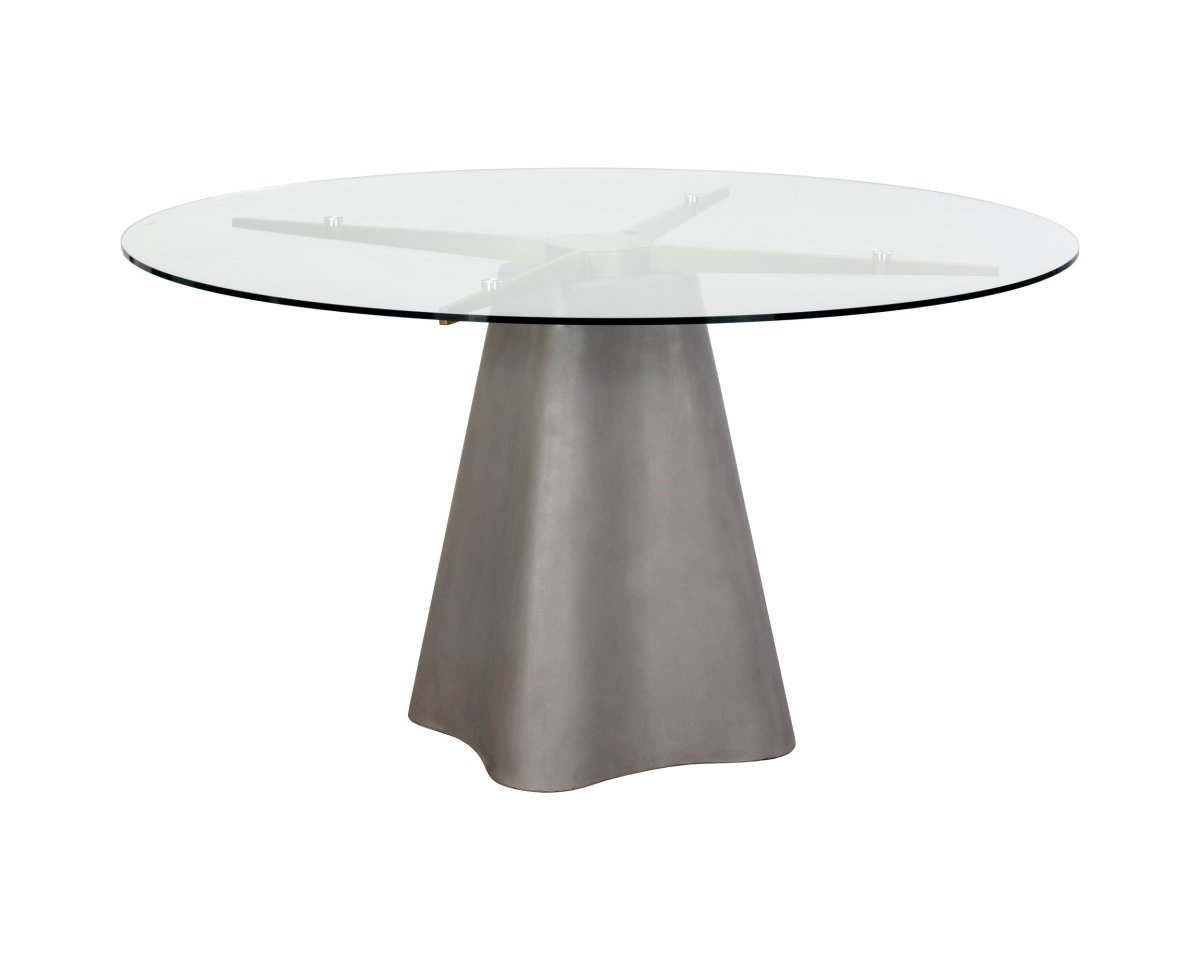 Sunpan Round Glass Modern Moda Dining Table - Grey - 55" - Seats 6 - 108031 - Sunpan - $1998.00
