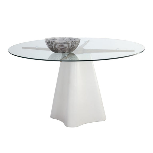 Sunpan Round Glass Modern Moda Dining Table - White - 55" - Seats 6 - 108463 - Sunpan - $1998.00