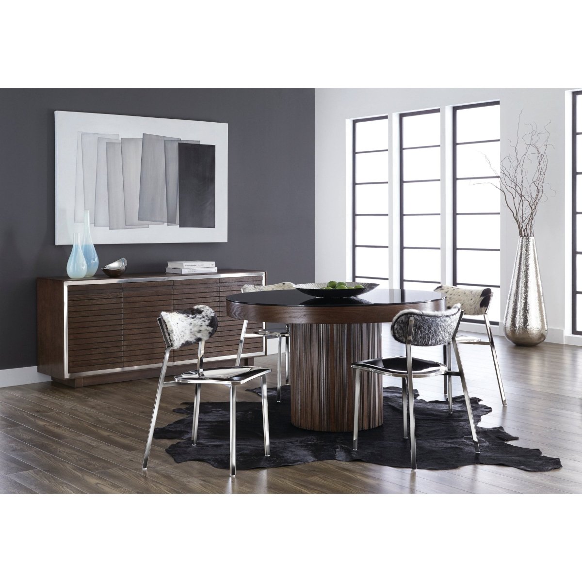 Sunpan Round Global Traveler Jakarta Dining Table - 51" - Glass - Black and Brown - Seats 4 - 101073 - Sunpan - $2098.00