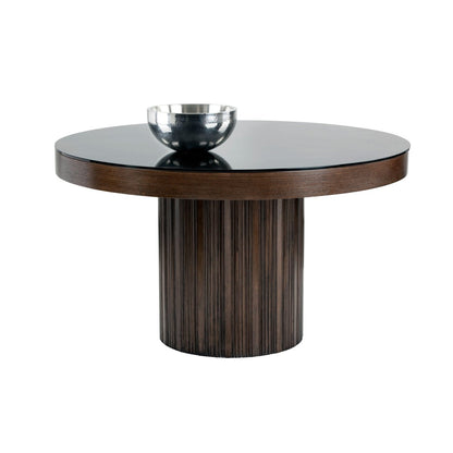 Sunpan Round Global Traveler Jakarta Dining Table - 51" - Glass - Black and Brown - Seats 4 - 101073 - Sunpan - $2098.00