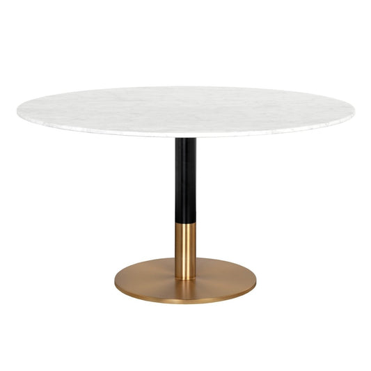 Sunpan Round Massie Art Deco Dining Table - White Marble - 54" - Seats 6 - 108763 - Sunpan - $4998.00