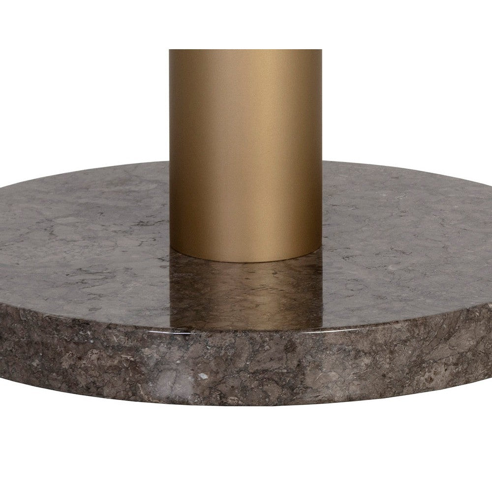 Sunpan Round Modern Monaco Dining Table - Gold - Grey Marble / Charcoal Grey - 48" Seats 4 - 105882 - Sunpan - $1998.00