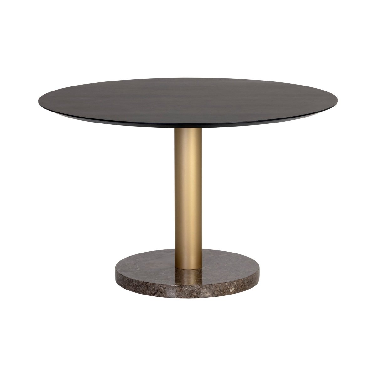 Sunpan Round Modern Monaco Dining Table - Gold - Grey Marble / Charcoal Grey - 48" Seats 4 - 105882 - Sunpan - $1998.00