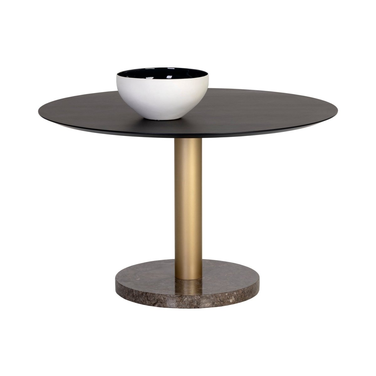 Sunpan Round Modern Monaco Dining Table - Gold - Grey Marble / Charcoal Grey - 48" Seats 4 - 105882 - Sunpan - $1998.00