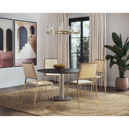 Sunpan Round Modern Monaco Dining Table - Gold - Grey Marble / Charcoal Grey - 48" Seats 4 - 105882 - Sunpan - $1998.00