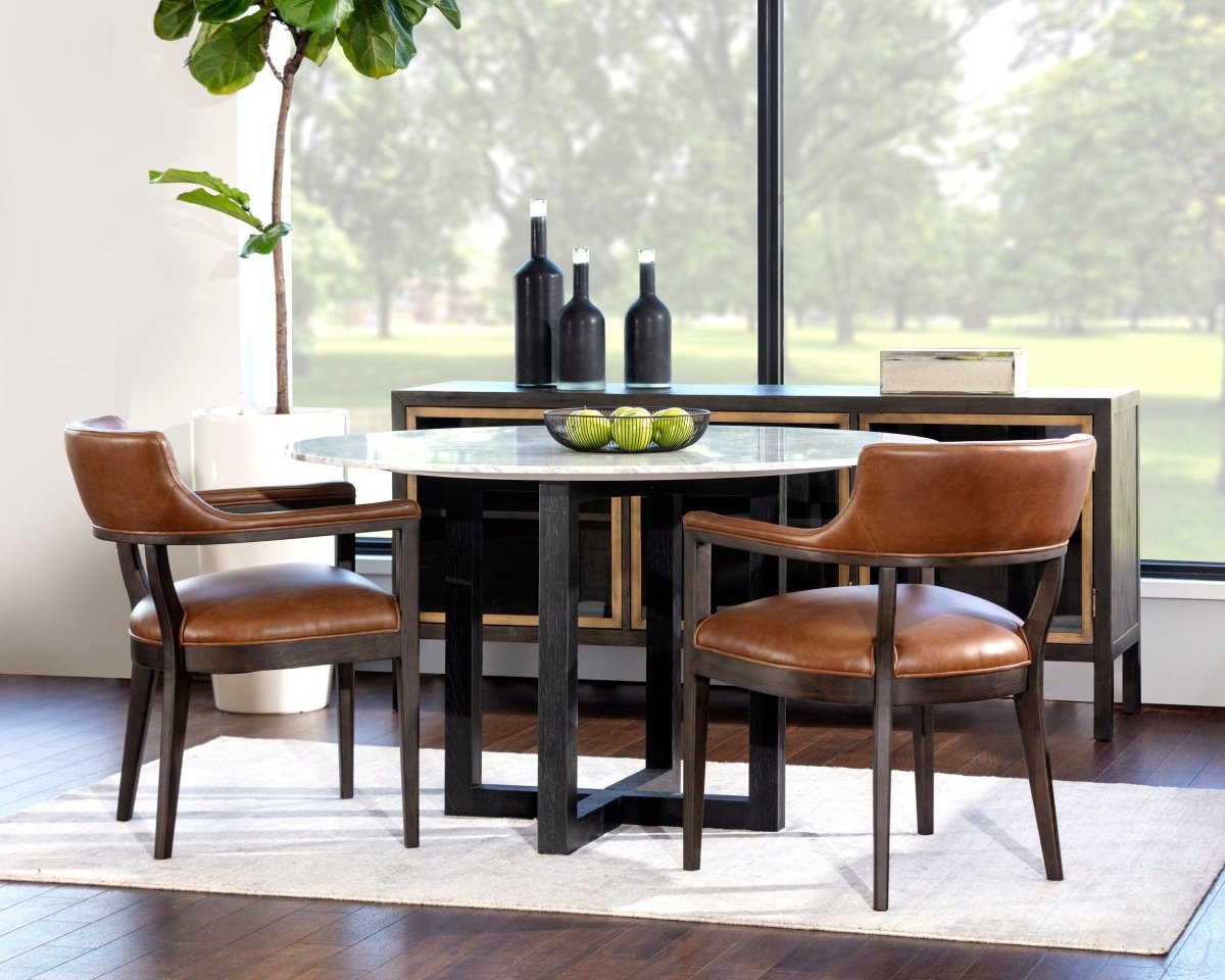 Sunpan Round Modern White Marble Zola Dining Table - 51.25" - Seats 4 - 105440 - Sunpan - $3398.00