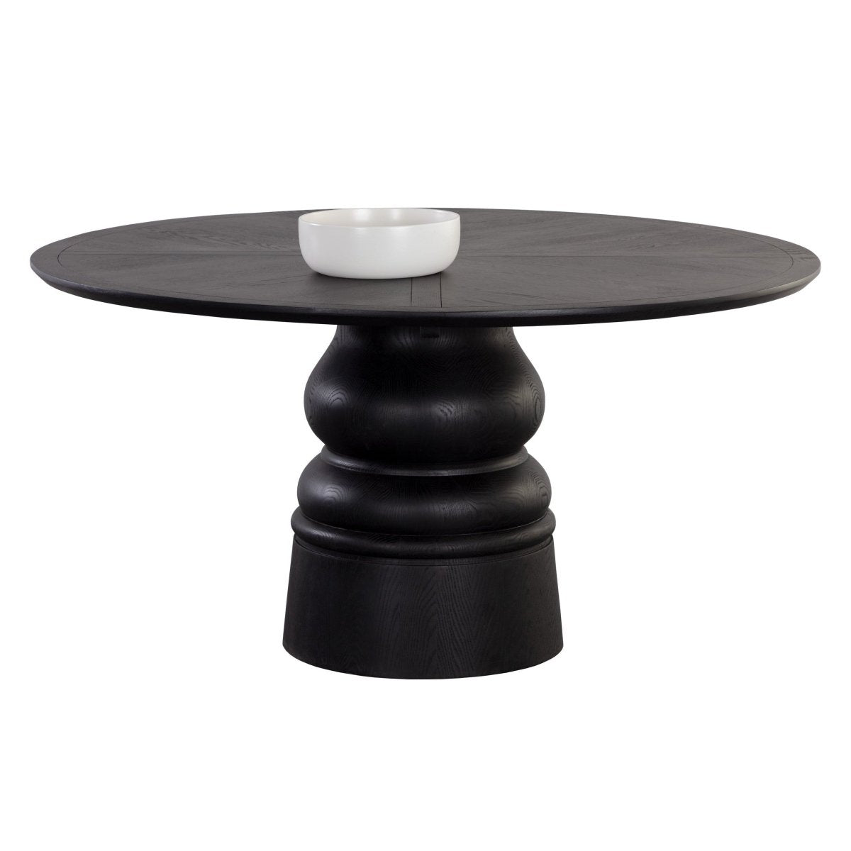 Sunpan Round Solid Wood Global Traveler Quinton Dining Table - 60" - Black - Seats 6 - 111417 - Sunpan - $2998.00