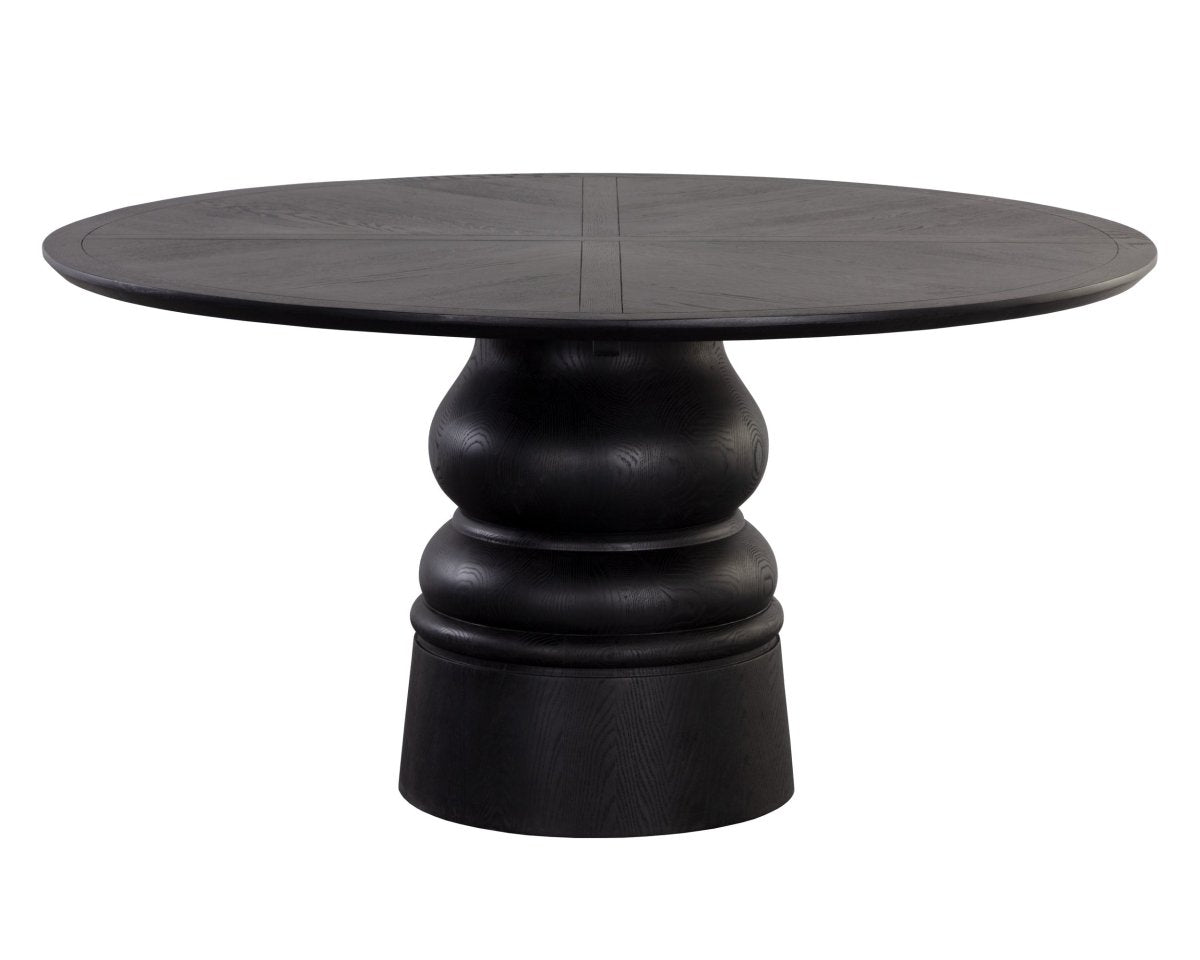 Sunpan Round Solid Wood Global Traveler Quinton Dining Table - 60" - Black - Seats 6 - 111417 - Sunpan - $2998.00