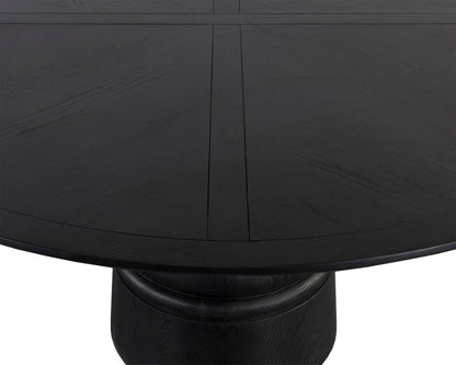 Sunpan Round Solid Wood Global Traveler Quinton Dining Table - 60" - Black - Seats 6 - 111417 - Sunpan - $2998.00