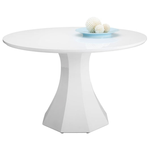 Sunpan Round White Modern Sanara Dining Table - 47.5" - Wood - Seats 4 - 71121-S - Sunpan - $1998.00