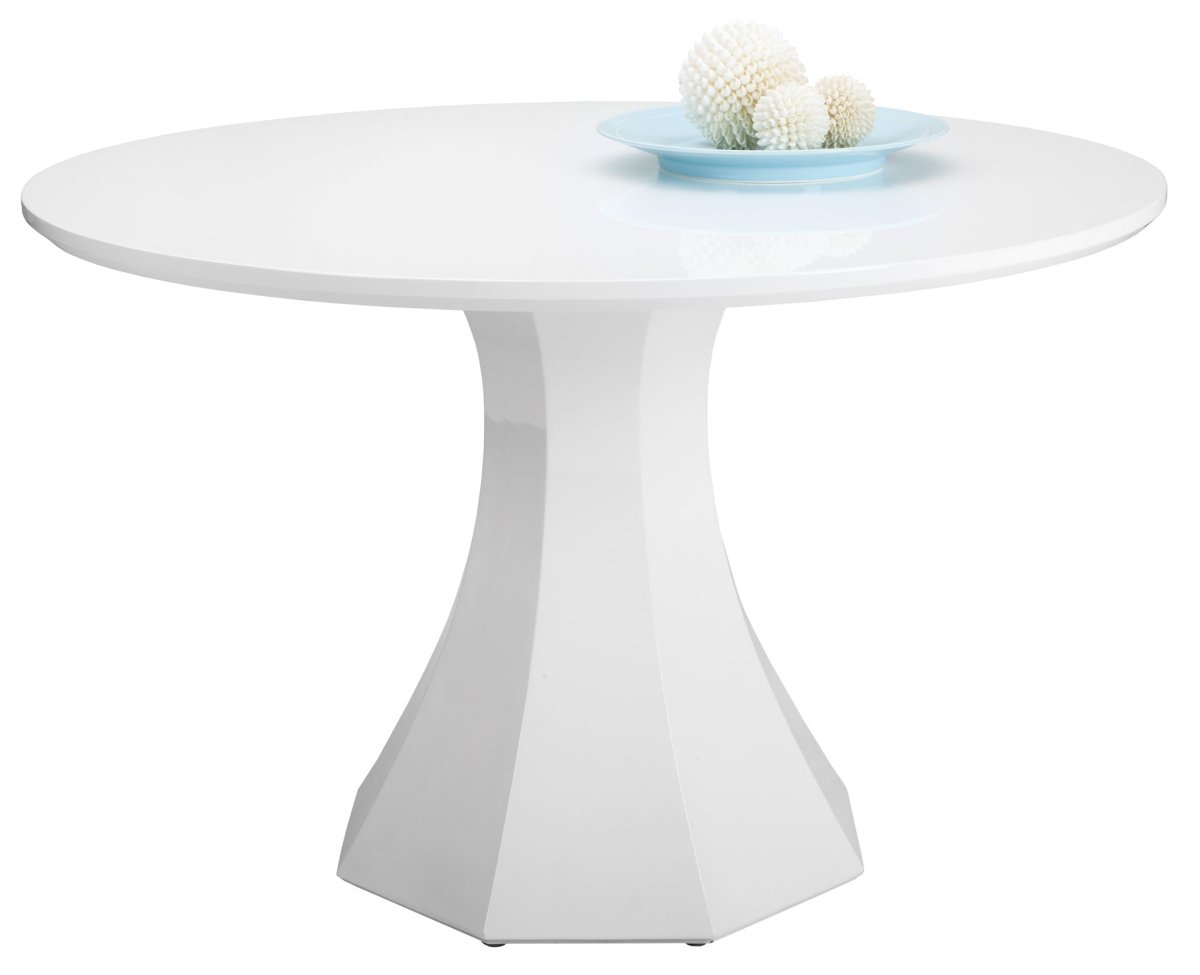 Sunpan Round White Modern Sanara Dining Table - 47.5" - Wood - Seats 4 - 71121-S - Sunpan - $1998.00